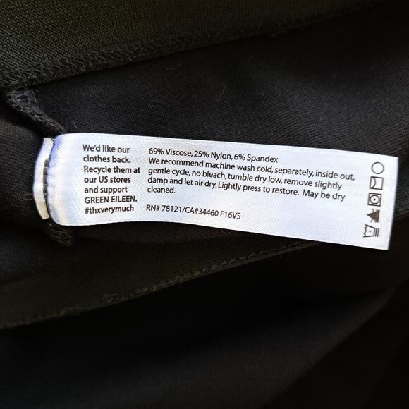 Eileen Fisher Black Ponte Elastic Waist Pants Slim Tapered Legging Medium - Picture 6 of 7